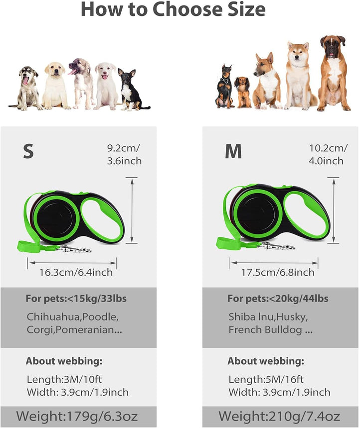 PETCUTE Einziehbare Hundeleine,Rollleine für Hunde mit Ergonomischem rutschfest Griff,Ausziehbar Hun