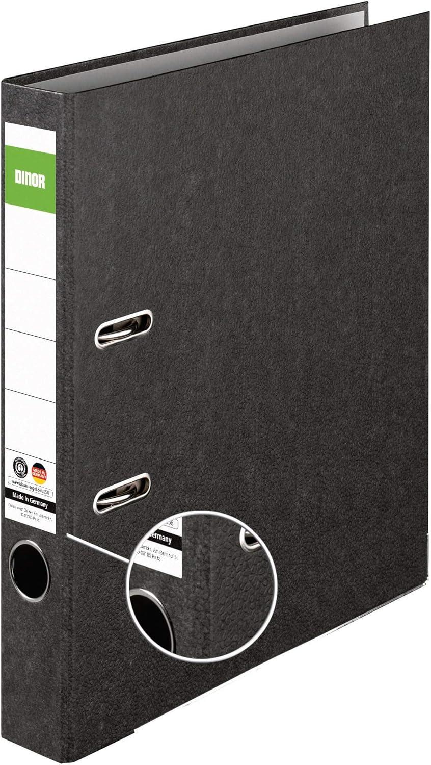 Original DINOR Ordner-Wolkenmarmor-Recycling - Made in Germany. 10er Pack 5 cm breit DIN A4 schwarz