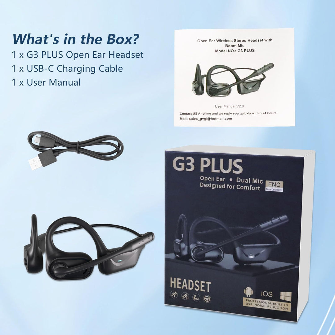 BANIGIPA Bluetooth 5.4 Headset mit Mikrofon, offene Kopfhörer mit Mikrofon, drahtloses Headset mit R