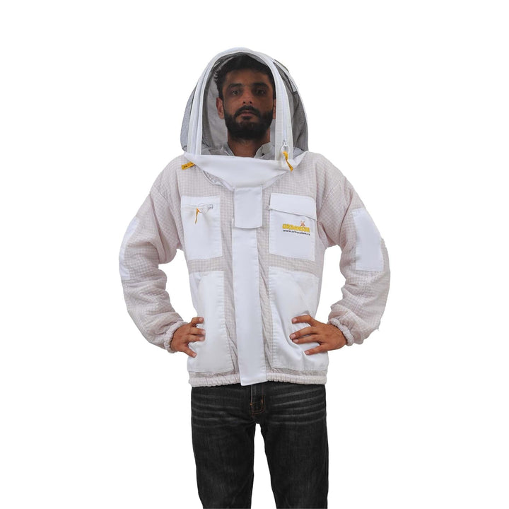 URBANSBEE Beekeeping Jacket 3-Layer Round Hat Pattern Vented Mask Beekeeping Jacket Protection for B