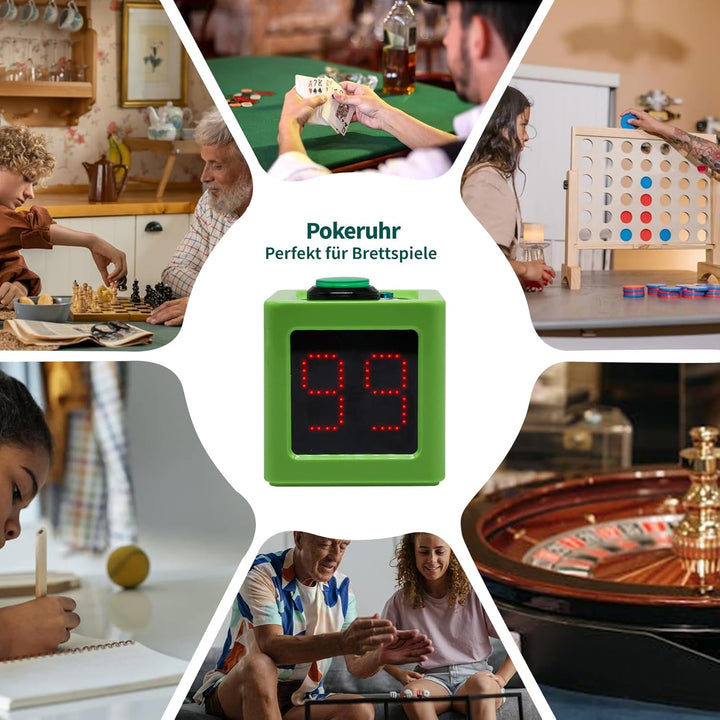 Poker Shot Clock, Cube Timer Countdown für Poker/Casino/Schachkasinos,20/30 Sec and Custom Time (Kle