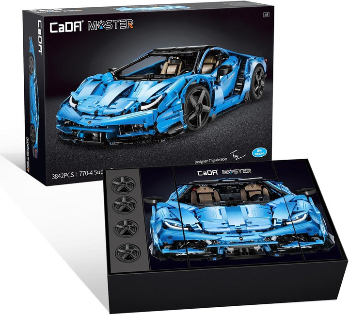 CaDA Italienisches Supercar, blau, 12-Zylinder, 3842 Teile (kompatibel mit Lego Technic), von MOC De