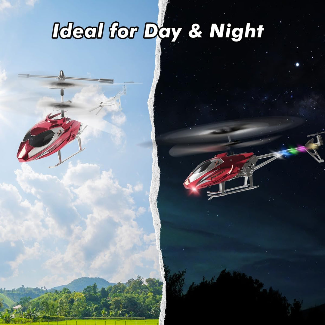 VATOS RC-Hubschrauber für Jungen, 2.4G Ferngesteuerter Hubschrauber mit LED-Licht für Kinder ab 12 J