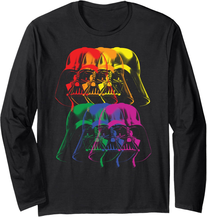 Star Wars Darth Vader Rainbow Outlined Portrait Langarmshirt