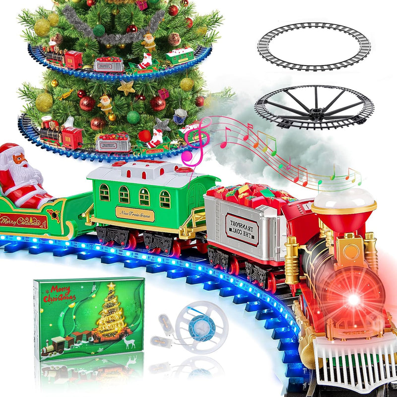 BuzzoXerex Zug Weihnachtsbaum, Eisenbahn Weihnachtsbaum Elektrisch, Weihnachtszug für Den Tannenbaum