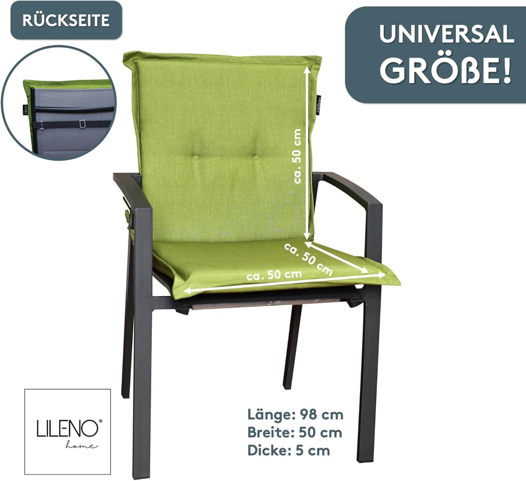 LILENO HOME Gartenstuhl Auflagen als [1er Set - Niedriglehner] in Apfelgrün Uni - Bequeme Liegen als