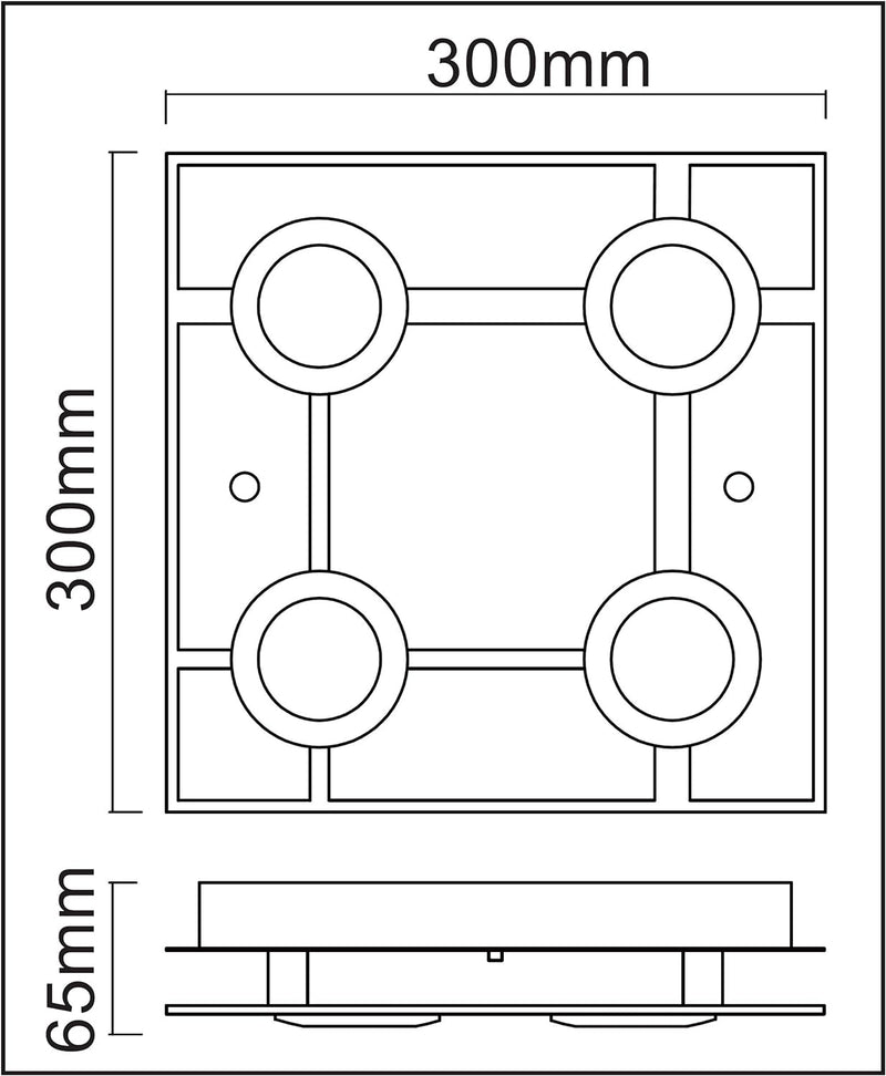 Trango 4-flammig 3177 LED Deckenleuchte in Eckig *MALTA* aus Metall mit Design Motive bedrückt Glas-