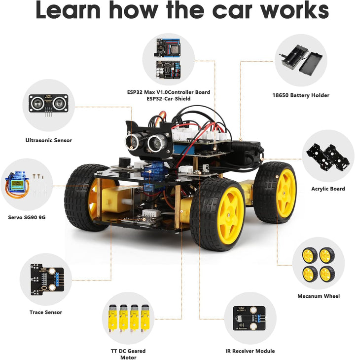 ACEBOTT Roboter Bausatz für Kinder 12+ Jahren, Roboter Kinder kompatibel mit Arduino und Scratch, Ro