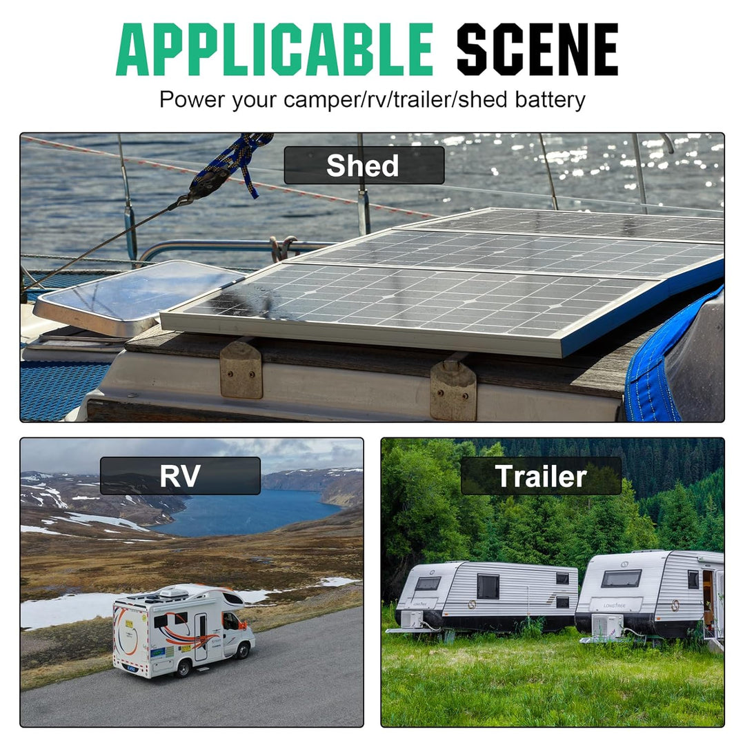 ECO-WORTHY Monokristallines Solarpanel Solarzelle kit 170W enthält 12V Solarmodul + 30 A Solarladere