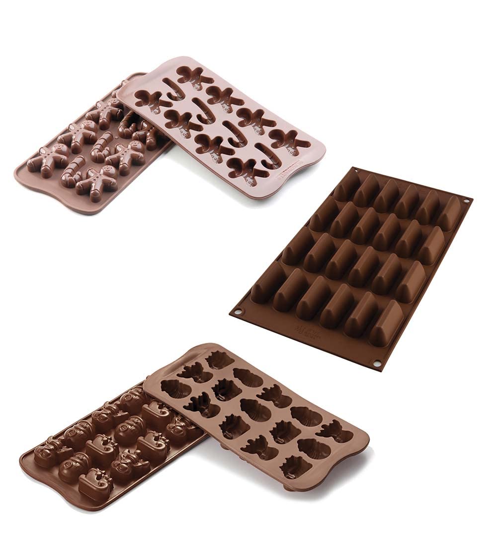 Silikomart - SET CHOCO WINTER, MR GINGER, CHOCO GIANDUIA - SILIKONFORMEN EASY CHOC, Set choco winter