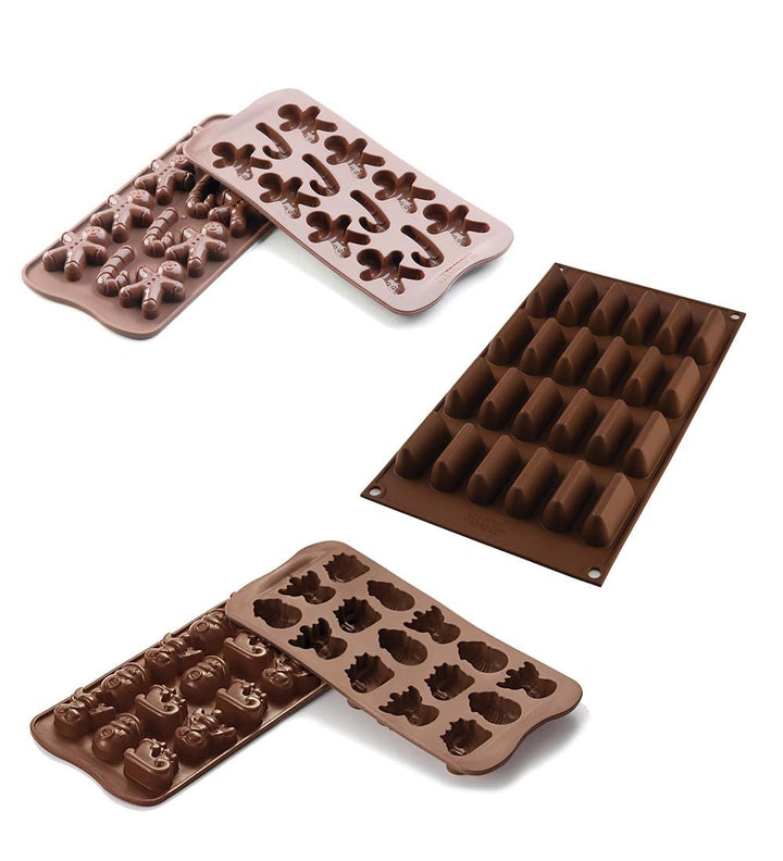 Silikomart - SET CHOCO WINTER, MR GINGER, CHOCO GIANDUIA - SILIKONFORMEN EASY CHOC, Set choco winter