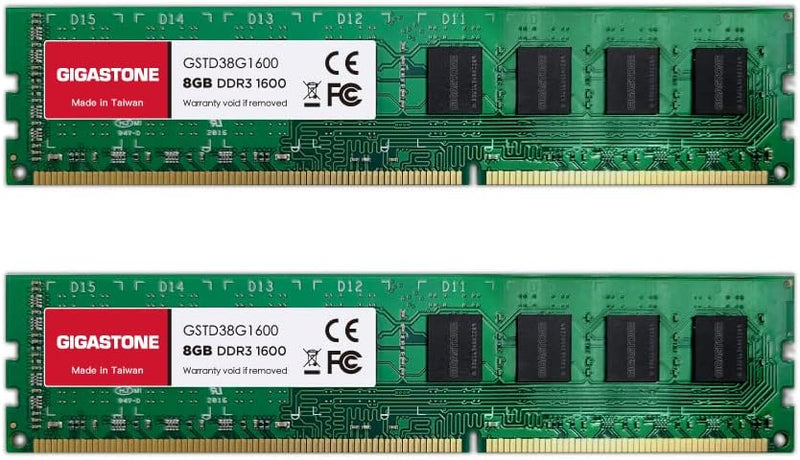 [DDR3 RAM] Gigastone Desktop RAM 16GB (2x8GB) DDR3 Ram 16GB DDR3-1600MHz PC3-12800 CL11 1.5V UDIMM 2