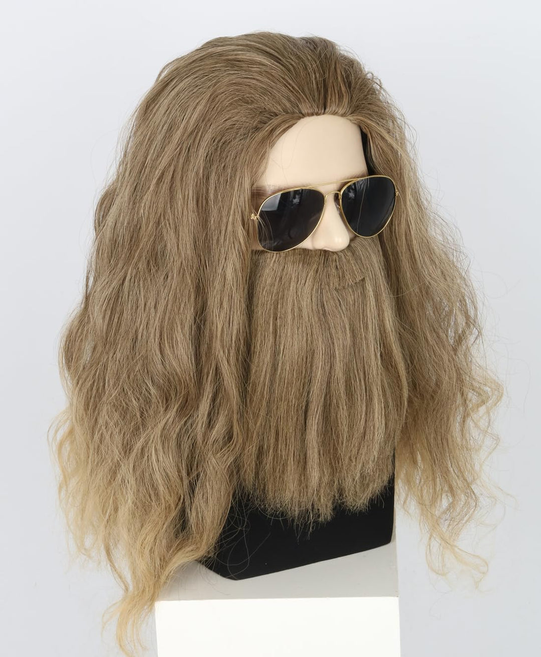 Topcosplay Cosplay Perücke mit Bart Herren Lang Gelockt Aschblond Perücke Halloween Kostüm Perücken