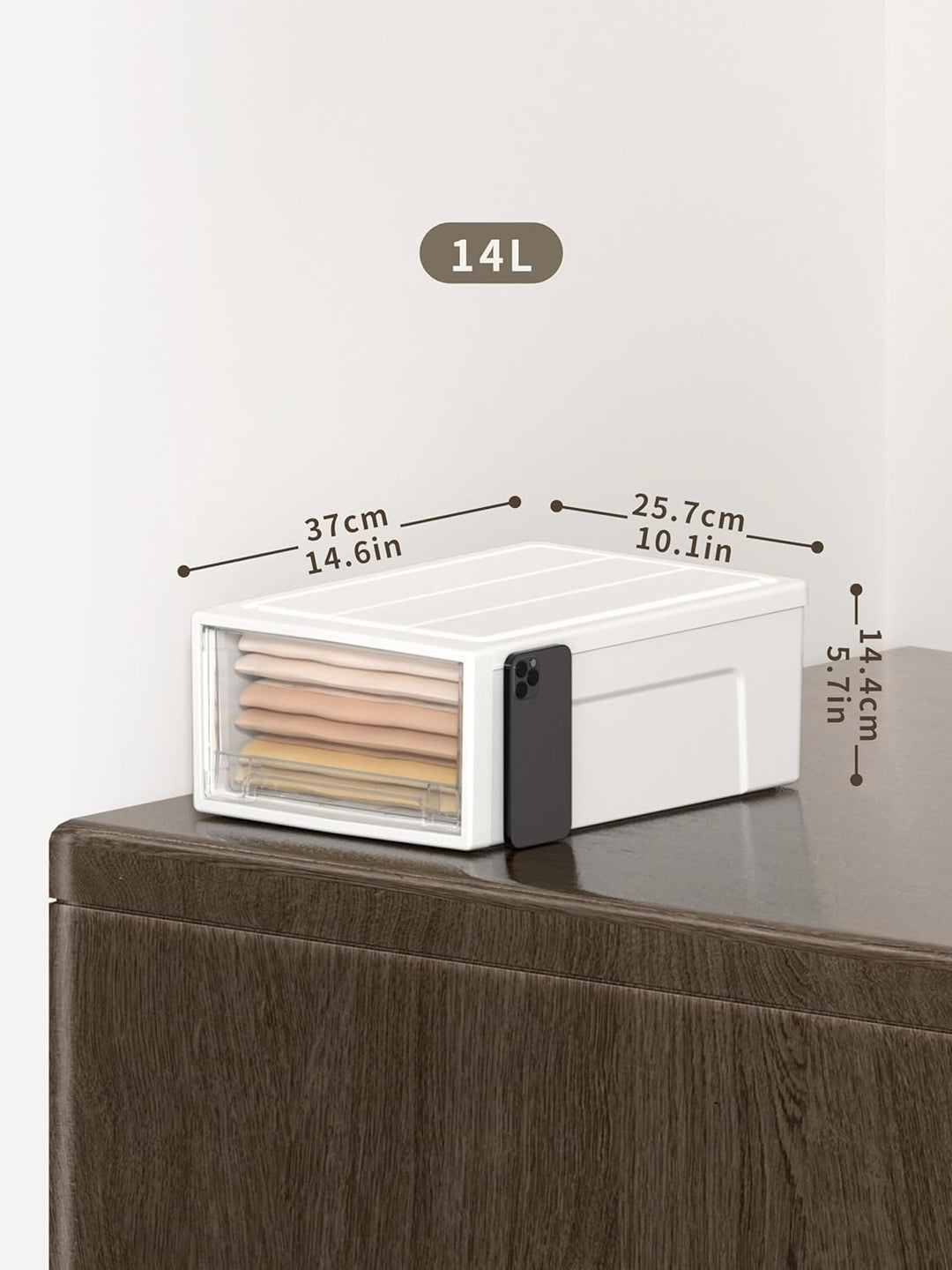 Cetomo 14L*3 Schubladenschrank, Schubladencontainer, 3 Schubladen mit 14 L, durchsichtige Schubladen