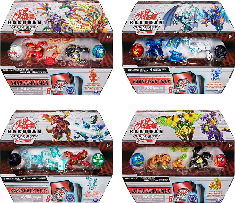 BAKUGAN Baku-Gear Pack mit 4 Armored Alliance (2 Ultra und 2 Basic Balls) und 1 Set Baku-Gear inkl.