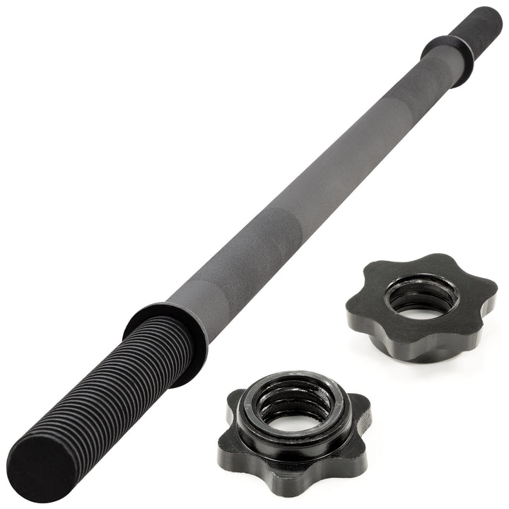 MAXXIVA Hantelstange 160 cm Langhantelstange Krafttraining Zugstange schwarz verchromt Sternverschlu
