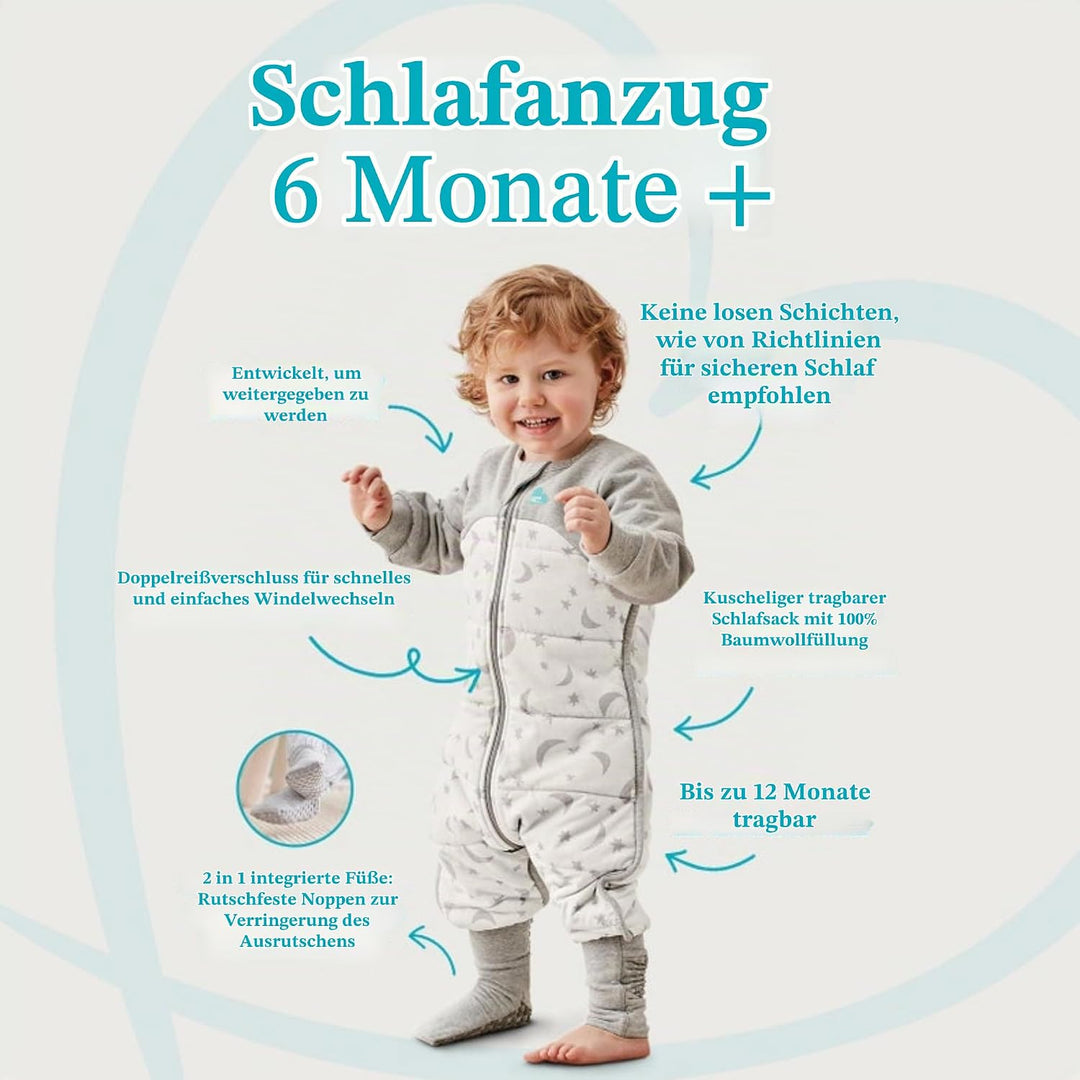 Love To Dream Baby Schlafanzug Warm, integrierte Steppdecke für kühle Temperaturen (16-20°C), Design