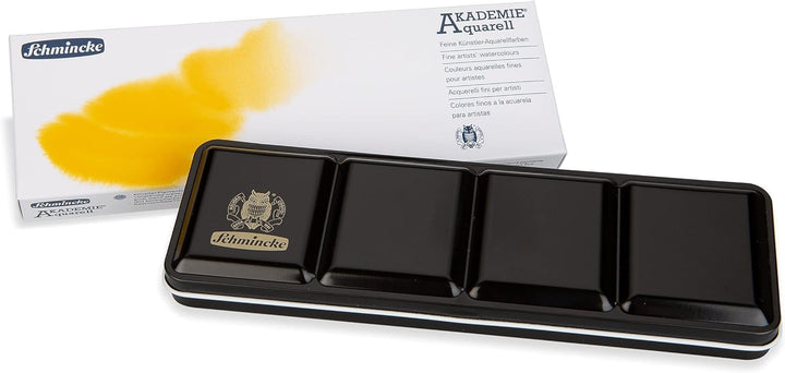 Schmincke – AKADEMIE Aquarell Farbkasten, Grundsortiment 12 x 1/2 Näpfchen + Leerschiene für weitere