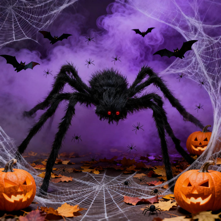 Halloween Spinne Dekorationen, Riesige schwarze Spinne 200cm Halloween Dekoration + 60g Dehnbare wei