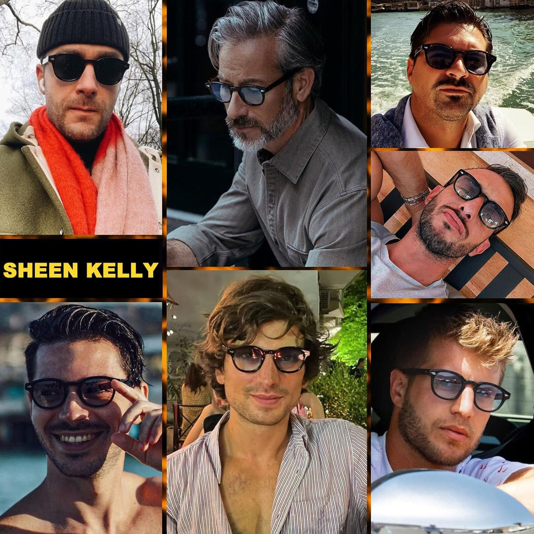 SHEEN KELLY Retro Acetat Ovale Sonnenbrille für Männer Frauen Hochauflösend Polarisierte Round Linse