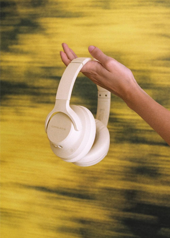CREATE / Headphones ANC Studio/Kabellose Kopfhörer mit Kopfbügel Cremeweiss/Geräuschunterdrückung, z