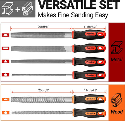 Feilen Set, Preciva 6tlg. Feilenset Metall und Holz Feilensatz inkl. Flachstumpfeile, Halbrundfeile,