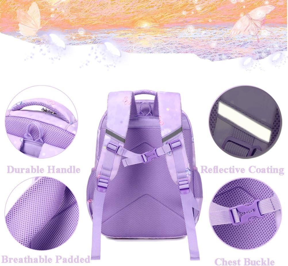 Schulrucksack Kinder Mädchen Grundschule Schultaschen Sets für Mädchen Kinderrucksack Daypack Gross