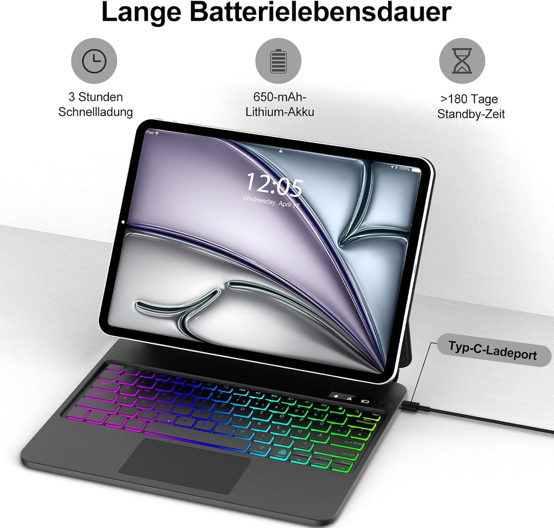 FOGARI Magic Keyboard Hülle für iPad Air 13 Zoll 2026/2025/2024 (M4/M3/M2) Schwarz iPad Air 13/Pro 1