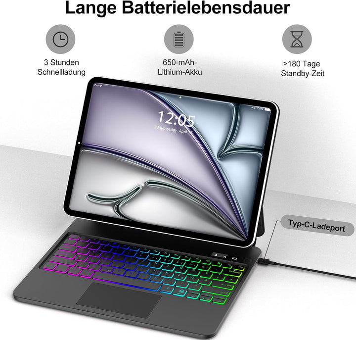 FOGARI Magic Keyboard Hülle für iPad Air 13 Zoll 2026/2025/2024 (M4/M3/M2) Schwarz iPad Air 13/Pro 1