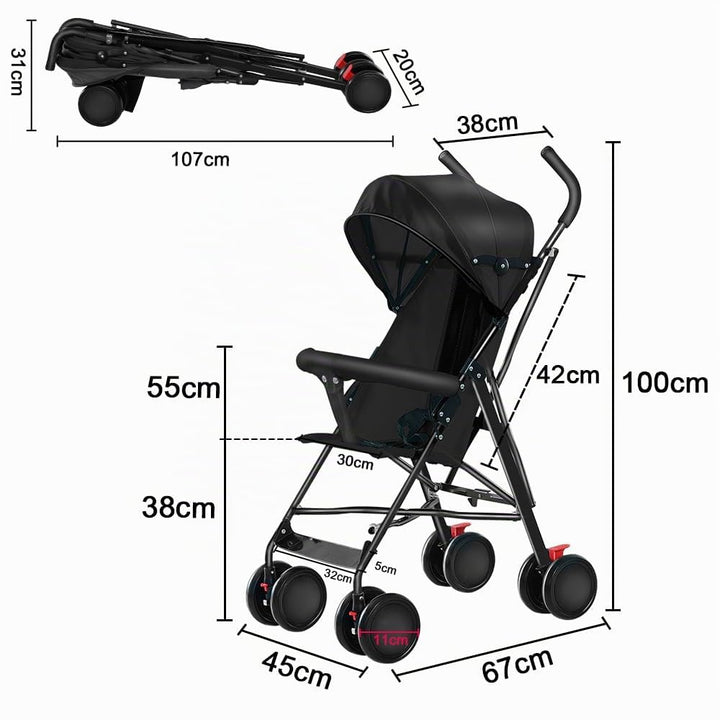 OHMG Kinderwagen CITY Buggy Kinderbuggy klappbar Sportwagen Faltbar 360° Räder Inkl. Sonnen- und Mos