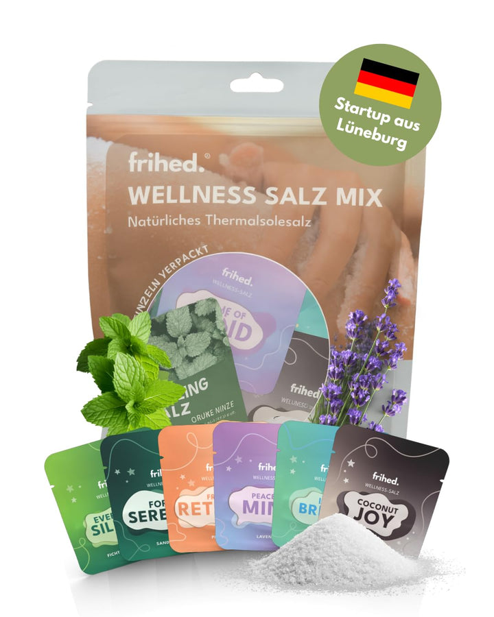 frihed. Wellness Salz Mix - Salzpeeling für Männer und Frauen - Dusch- und Körperpeeling für Sauna,