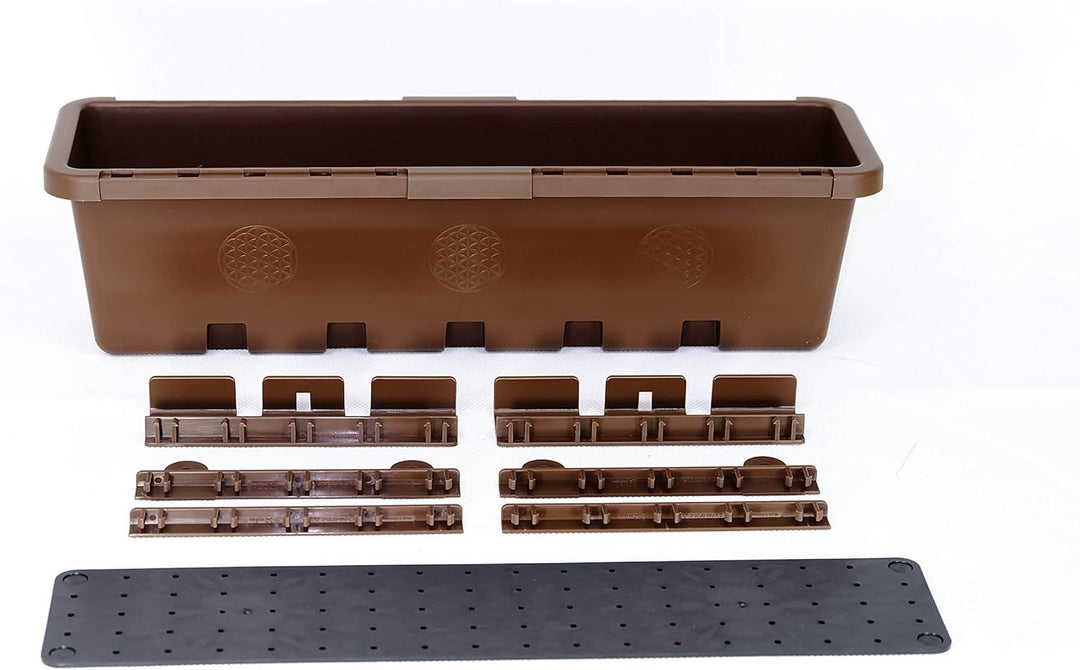 GreenLife Blumenbox 3 Stück Pflanzkasten Blumenkasten Balkonkasten (Terrabraun), Terrabraun