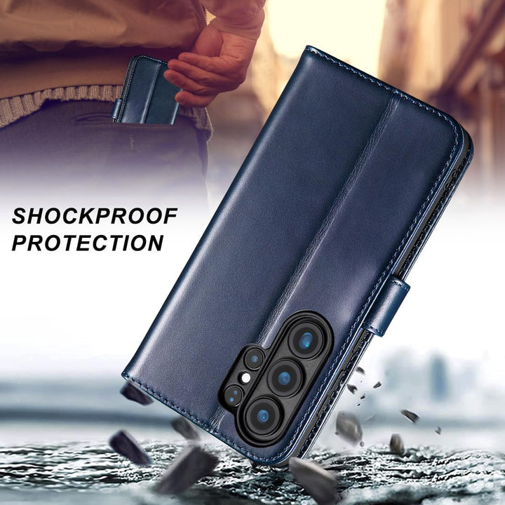 LENSUN Handyhülle für Samsung Galaxy S26 Ultra Echtleder, Premium Leder Hülle [Brieftasche][Standfun
