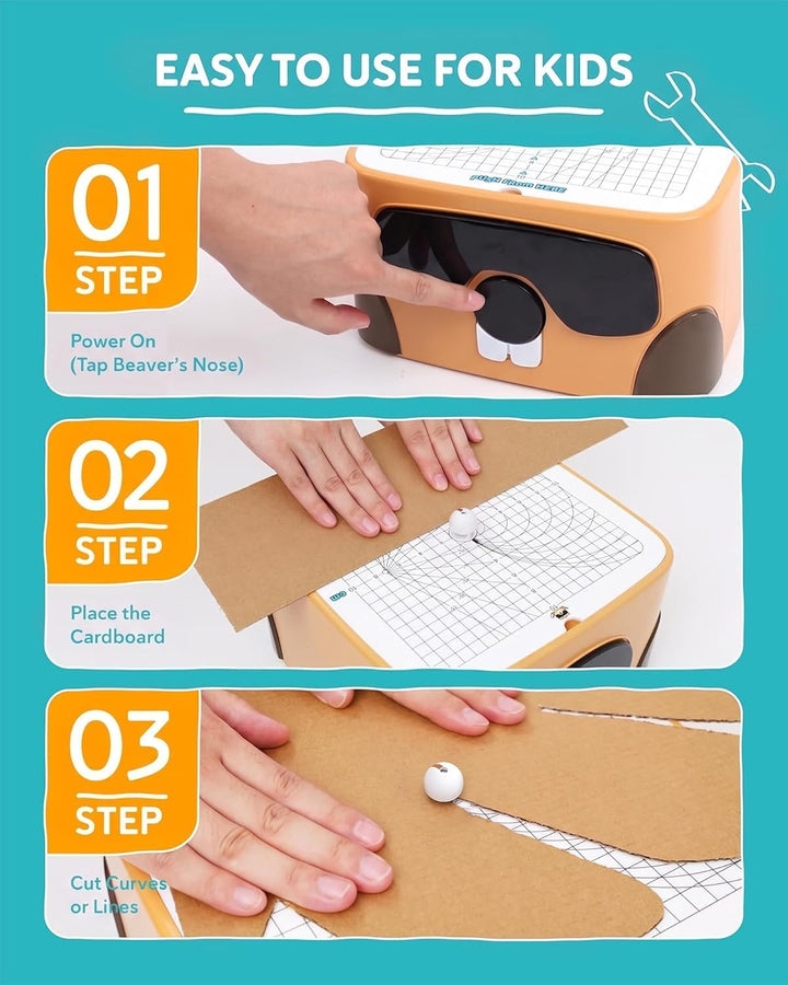 BEAVERBOT Kartonschneider Kinder, Sicheres DIY-Set mit Kartonschneider für Kinder ab 3 Jahren, Karto