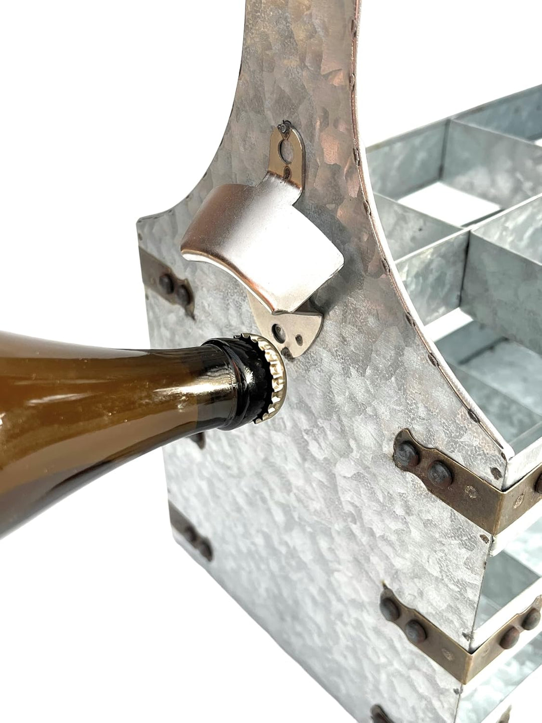 DanDiBo Bierträger Metall mit Öffner 96403 Flaschenträger 6 Flaschen Flaschenöffner Flaschenkorb Män
