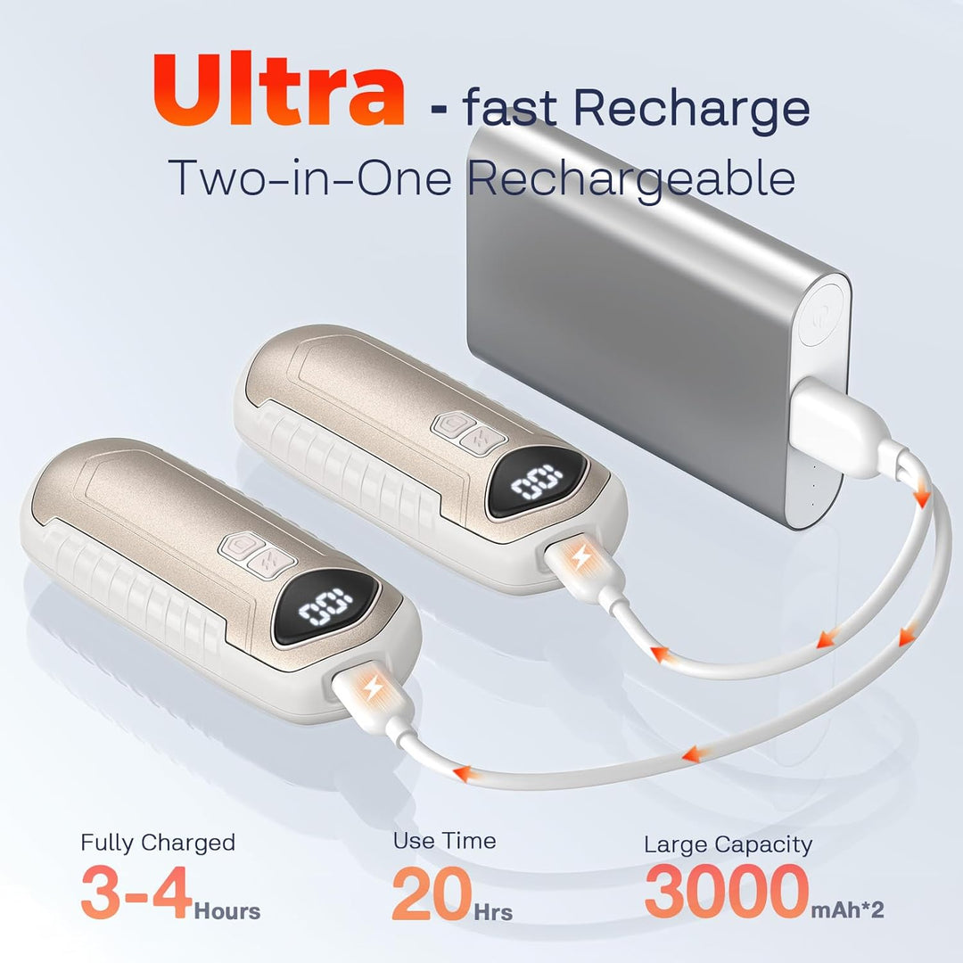 Handwärmer Wiederaufladbar 2 Pack, Elektrische Tragbare Heizung 6000mAh, Taschenformat, Ultra Leicht