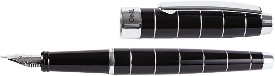 ONLINE Set Metall Füllhalter/Kugelschreiber Lined Black, schwarz, in eleganter Geschenkverpackung Se