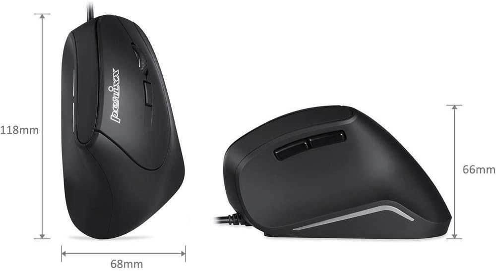 Perixx 11209 PERIMICE-515 II Ergonomische Vertikale Maus - 1000/1600 DPI - Natürliches vertikales De