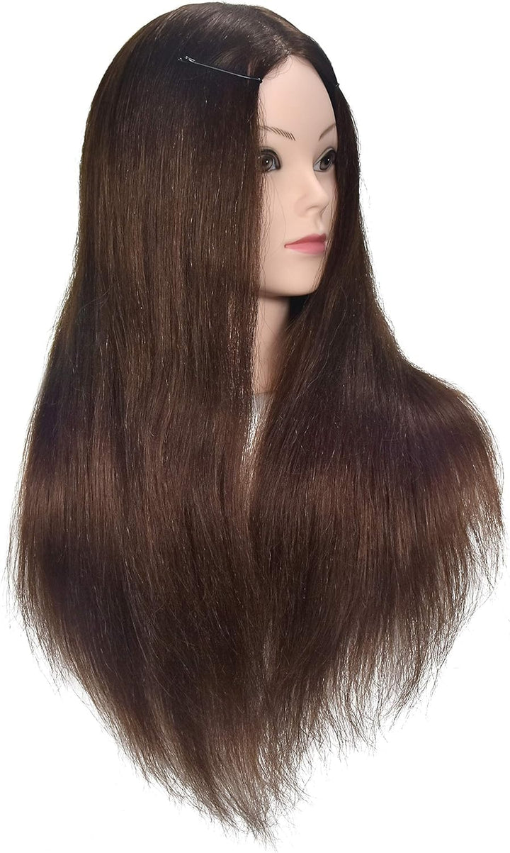 Übungskopf mit 100% Echthaar, für professionelles Frisieren, Hairstyling, Übungspuppe für Kosmetik,