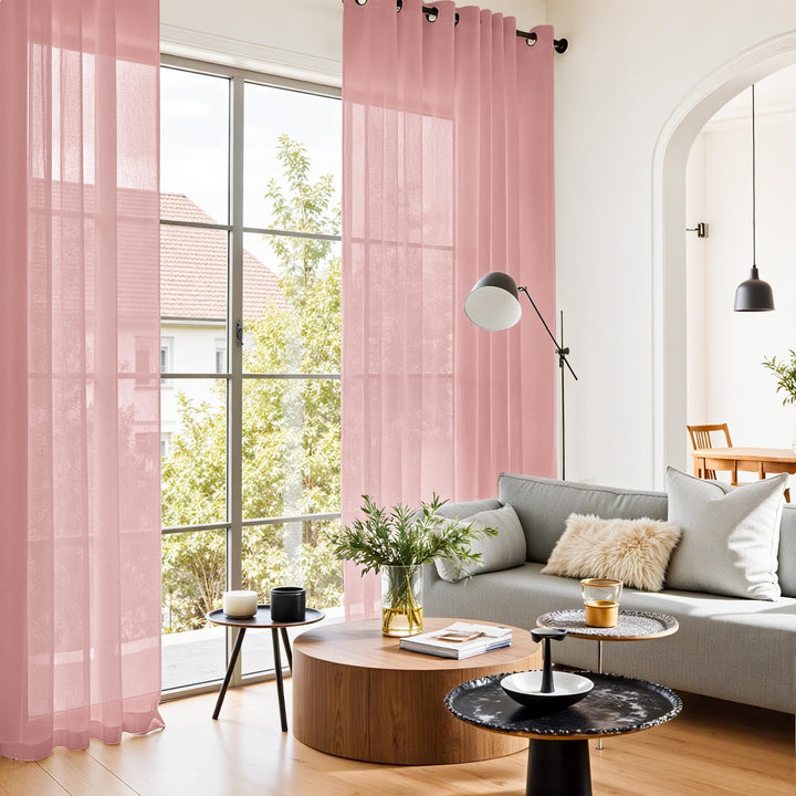 TOPICK Voile Vorhang Mit Ösen Sheer Vorhänge Transparent Gardine Gaze Paarig Ösenschals für Wohnzimm