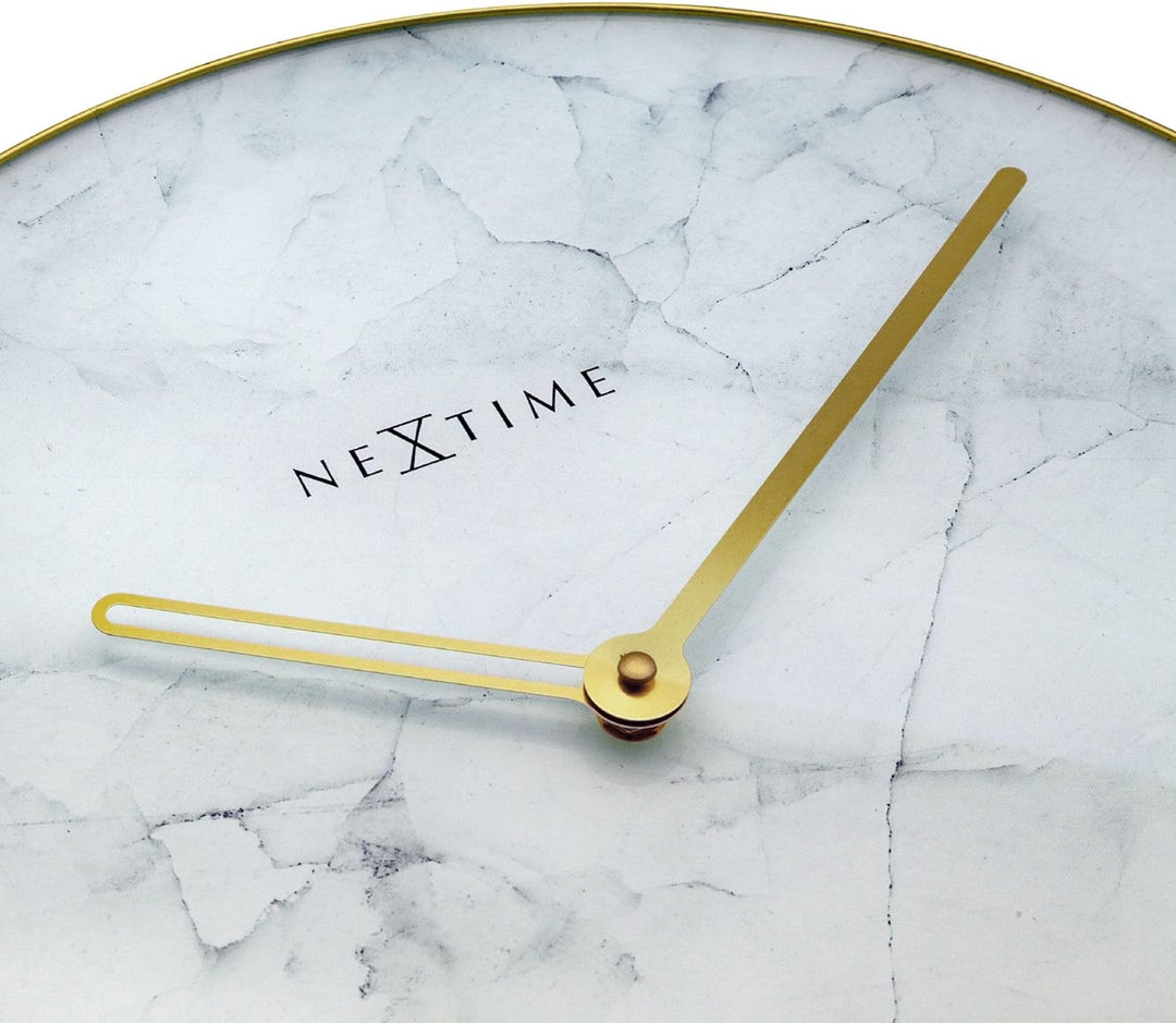 Nextime Marble Wanduhren, Metall und Kunststoff, Weiss, Ø 40 cm Ø 40 cm Weiss, Ø 40 cm Weiss