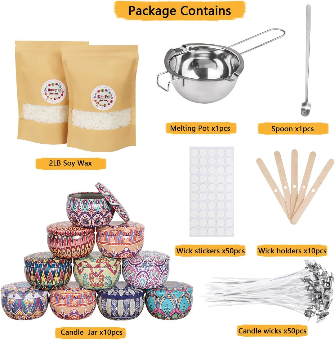 Kerzenherstellungs-Set Sojawachs-Anfängerset mit natürlichem Sojawachs, DIY-Kerzenzubehör, einschlie