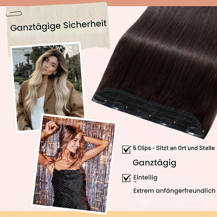 S-noilite Clip In Extensions Echthaar Dunkelbraun Real human hair 1 pieces 5 clips Haarverlängerunge