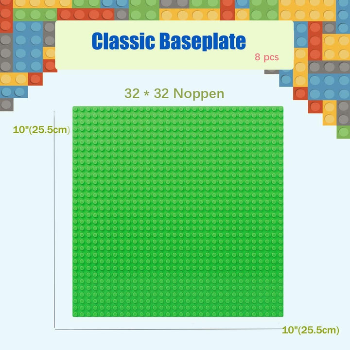 8 Platten-Set Bauplatte Kompatibel mit Meisten Marken,Classic Bausteine Grundplatte,Kompatibel mit B