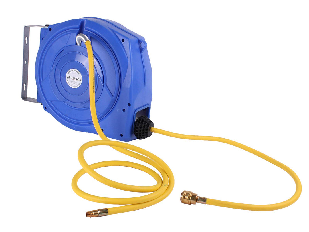 WELDINGER DSA-10 Automatik-Schlauchaufroller 10 m mit Druckluftschlauch Gummi-PVC gelb 6 x12 mm 10 m