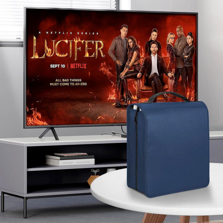 AKOZLIN DVD CD Aufbewahrungsbox mit extra Breiten Titelblättern,tragbarer Binderhalter,Brieftasche,A