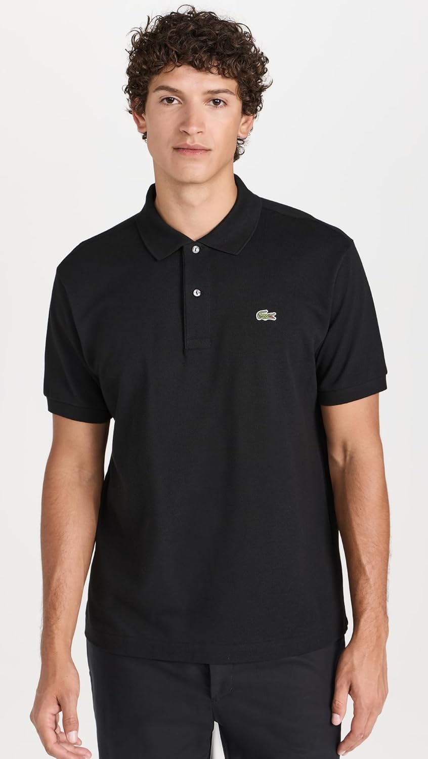 Lacoste Herren Polo-Shirt Kurzarm YH4801, Männer Polo-Hemd,3 Knopf,Regular Fit Poloshirt XXS Schwarz