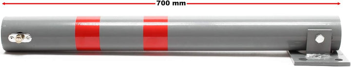 Wiltec Parkpfosten 705 x 75 mm, Parkplatzsperre klappbar rund, Absperrpfosten aus Stahl, Parkpfosten
