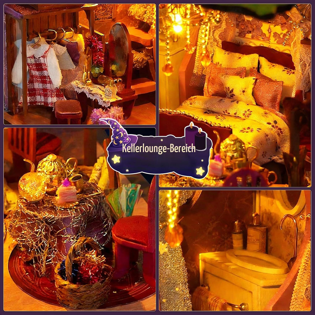 Cuteefun DIY Miniatur Puppenhaus Kit zum BAU Miniatur Haus mit Staubschutzhaube und Werkzeugen Selbe