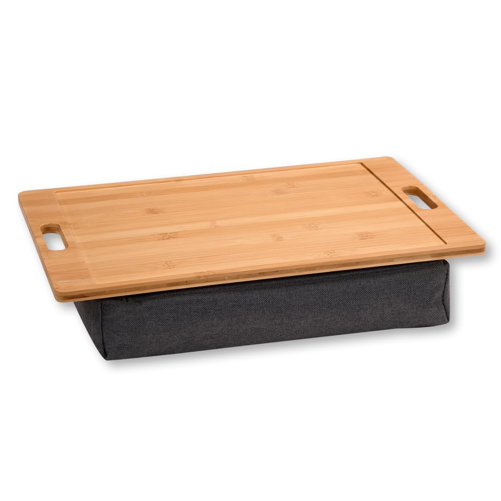 Kesper | Knietablett, Mateial: Bambus, Textil, Masse: 45 x 31 cm/Höhe: 8 cm, Farbe: Braun, Grau | 77